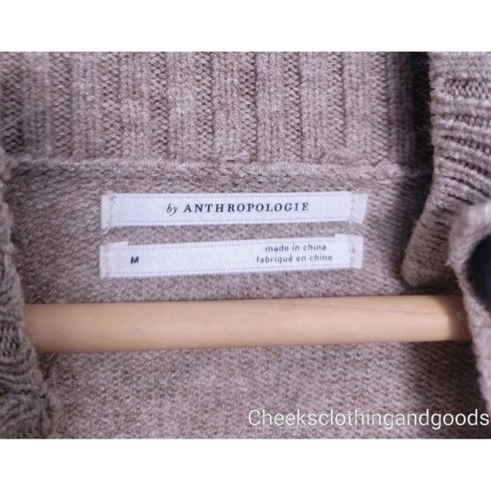 Anthropologie Margarita Button Shoulder Oversized Beige Sweater size MEDIUM - Picture 8 of 10